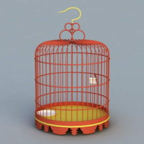 Red Antique Birdcage 3d model
