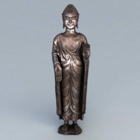 פסל עתיק ברונזה דגם בודהה תלת מימד