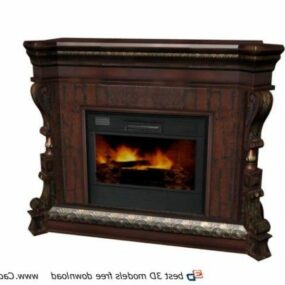 Antique Carved Design Fireplace 3d model
