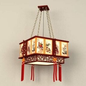 Starožitný Vintage čínský přívěsek s 3D modelem lucerny
