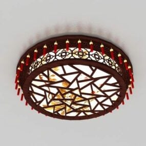 Antique Chinese Wood Ceiling Lights 3d model