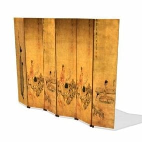 Antique Golden Chinese Folding Screen 3d model