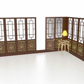 Modello 3d della partizione della stanza cinese tradizionale