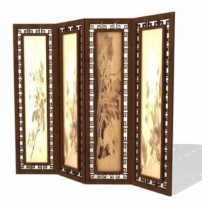Antique Japanese Screens Room Divider 3d model