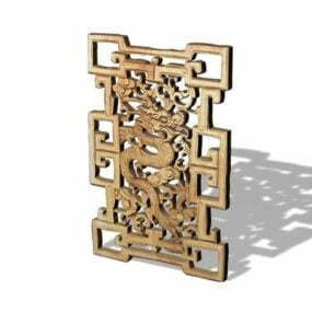 Antique Chinese Carved Window Screen 3d model
