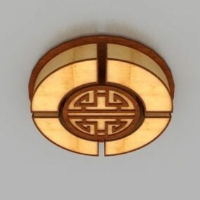 Classic Chinese Wooden Ceiling Light 3d model