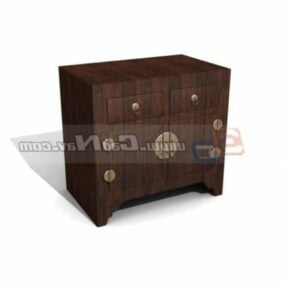 Wood Console Cabinet Vintage Style 3d model