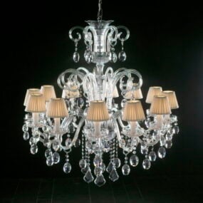 Living Room Crystal Chandelier With Shades 3d model