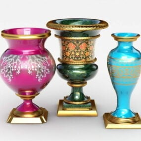 Starožitné asijské dekorativní vázy 3D model