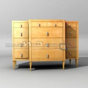French Drawers Wooden Cabinet 3d model