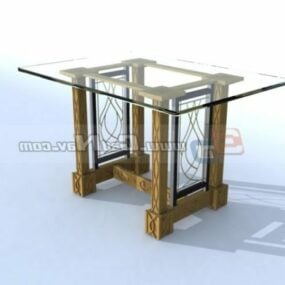 میز رویه شیشه ای مبلمان آنتیک منزل مدل سه بعدی