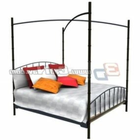 نموذج سرير ذو مظلة حديد غربي ثلاثي الأبعاد