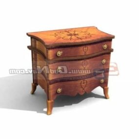 Home Antique Wood Bedside Table 3d model