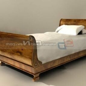 Antique Home Double Wooden Bed 3d model