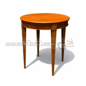שולחן קצה עגול מעץ עתיק דגם תלת מימד