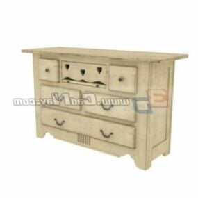 Antique Wooden Side Cabinet Furniture 3d model