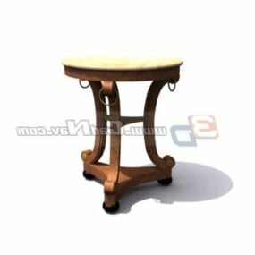 Antique Wooden Round Side Table 3d model
