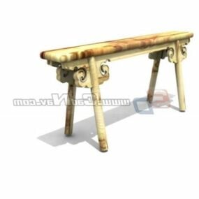 Wooden Bench Antique Style 3d model