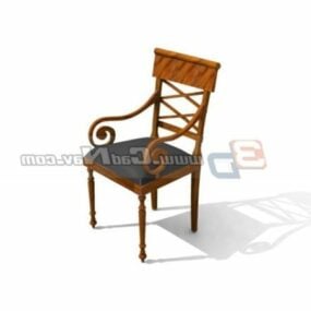 Antique Carved Wood Chair Furniture 3d model