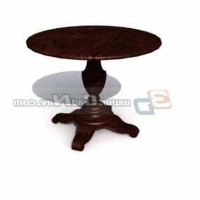 Antique Round Wooden Table Furniture 3d model