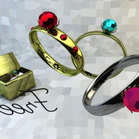 Biżuteria Antyczne pierścionki z klejnotami Model 3D