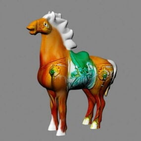 Antik statue glaseret keramik hest 3d model