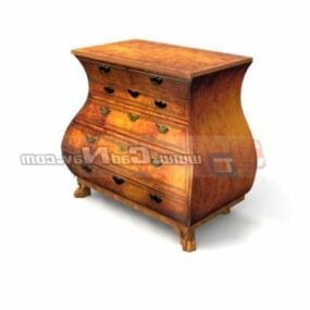Old Wood Antique Jewelry Cabinet 3d model