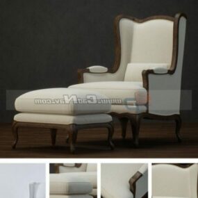 Home Lounge Chair And Footstool 3d model
