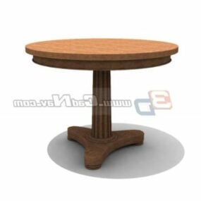Modelo 3d de material de madeira de mesa redonda antiga