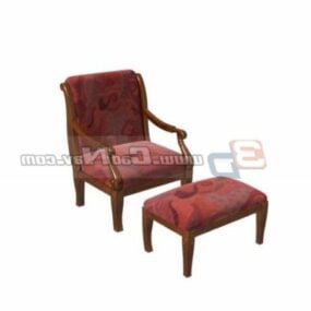 Furniture Antique Chair With Ottoman 3d model