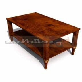 Antique Old Style Wood Coffee Table 3d model