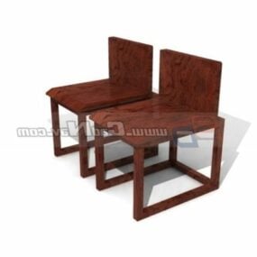 Antique Old Wood Dining Chair 3d model