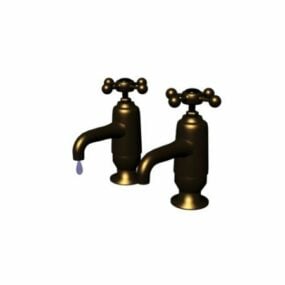 Antique Two Brass Faucet 3d model