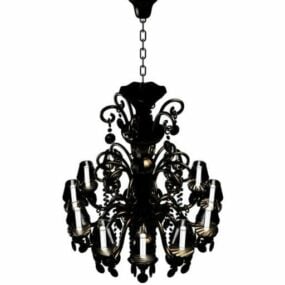 Classic Bronze Chandelier With Candles 3d model
