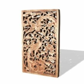 Antique Wooden Carved Chinese Window 3d model