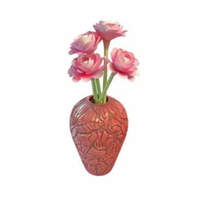 Carved Flower In Vase 3d model