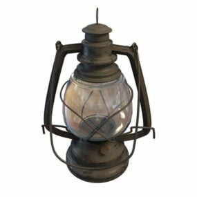 Old Cast Iron Oil Lamp 3d model