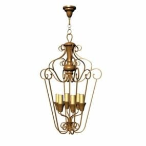 Antique Brass Chandelier Lamp 3d model