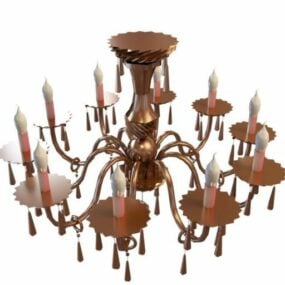 Antique Bronze Candles Chandelier 3d model
