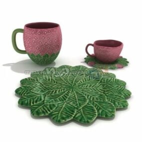 Kahve Fincanları Tabakları Tabağı 3D model