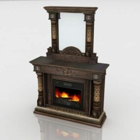 Antique Dresser Fireplace 3d model