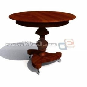 Antique Wooden European Round Table 3d model
