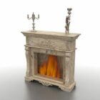 Western Antique Stone Fireplace