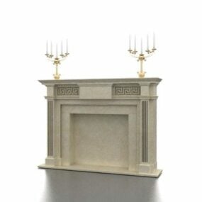 Antique Fireplace Mantel Stone Material 3d model