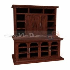 Antique French Wooden Display Cabinet 3d model