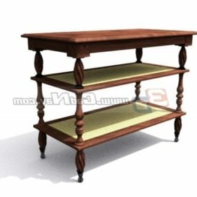 Antigua mesa auxiliar de madera tallada modelo 3d