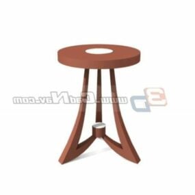 Antique Wooden Round Stool Furniture 3d model
