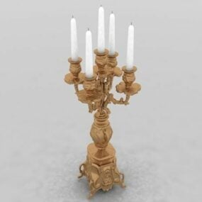 مدل سه بعدی شمعدان طلایی کلاسیک