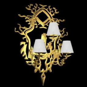Starožitná zlatá nástěnná lampa 3D model