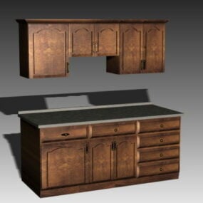 Antique Wooden Kitchen Cabinets 3d model